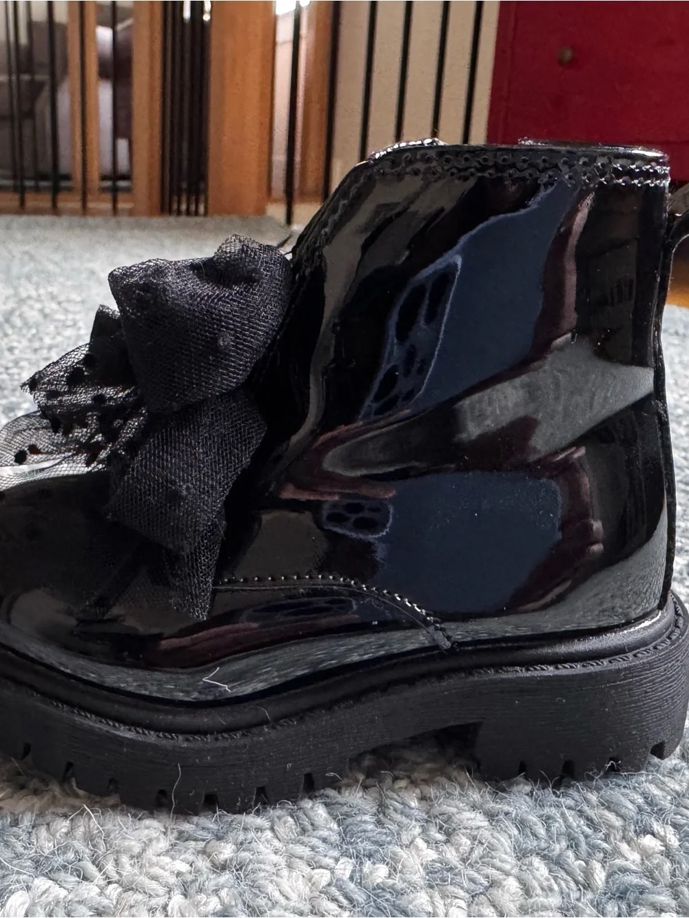 Jessica Simpson Black Tulle Bow Ankle Boots for Kids